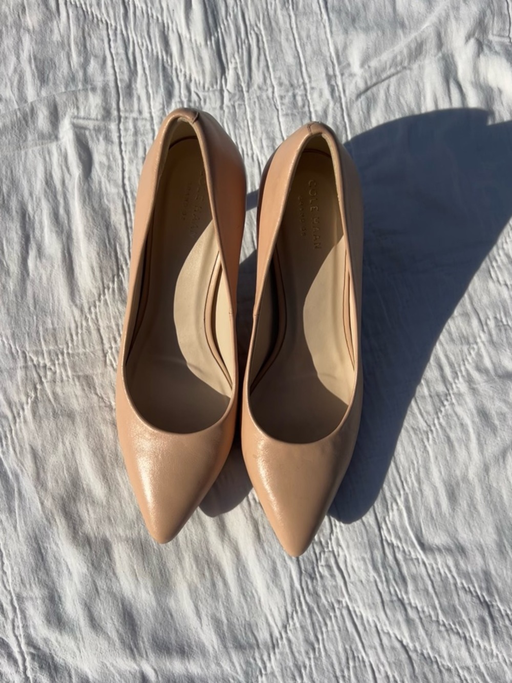 Cole Haan Nude Leather Heels | Classic Neutral Pumps | Pointed Toe | Capsule